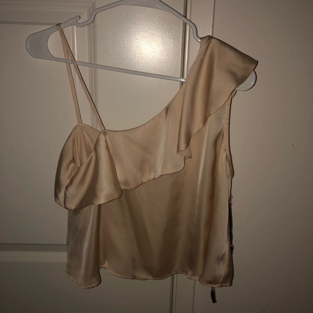 Off the shoulder silk gold top